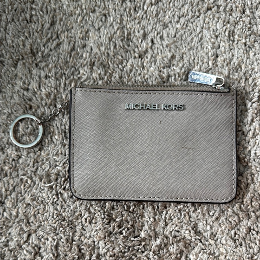 Michael Kors Taupe Card Holder with Key Ring
